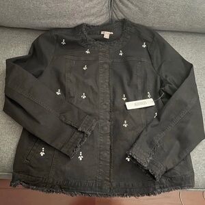 Chico’s Black Denim Embellished Jacket
